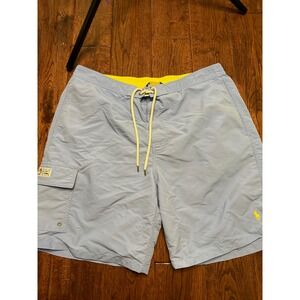 Polo Ralph Lauren Mens Blue Swim Trunks XXL Cargo Pocket Yellow Pony 0269